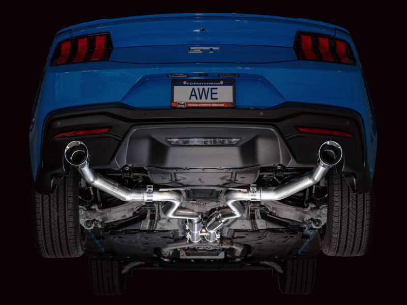 AWE 2024 Ford Mustang GT Fastback S650 RWD Track Edition Catback Exhaust w/ Dual Chrome Silver Tips - Image 6