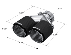 MBRP 3in ID / Dual 4in OD Out Staggered L 9.87in / R 9.37in Dual Wall Carbon Fiber Univ Exhaust Tip - Image 6