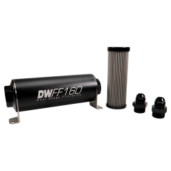 DeatschWerks Stainless Steel 8AN 5 Micron Universal Inline Fuel Filter Housing Kit (160mm)