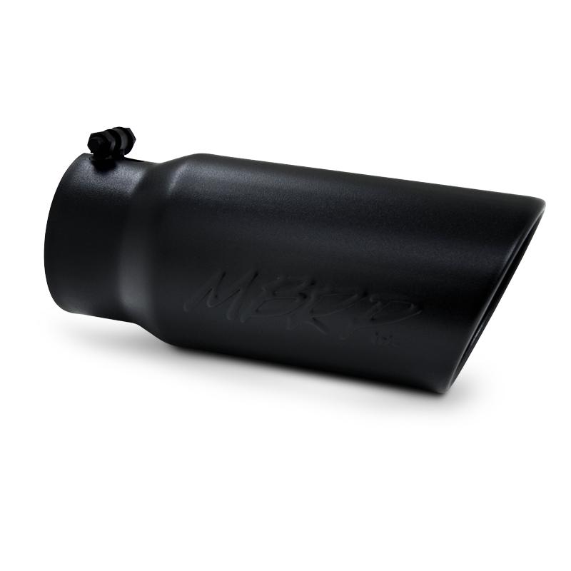 MBRP Universal Tip 5 O.D. Angled Rolled End 4 inlet 12 length - Black Finish - Image 3