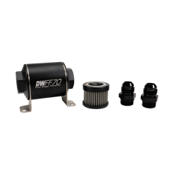 DeatschWerks Stainless Steel 10AN 100 Micron Universal Inline Fuel Filter Housing Kit (70mm)