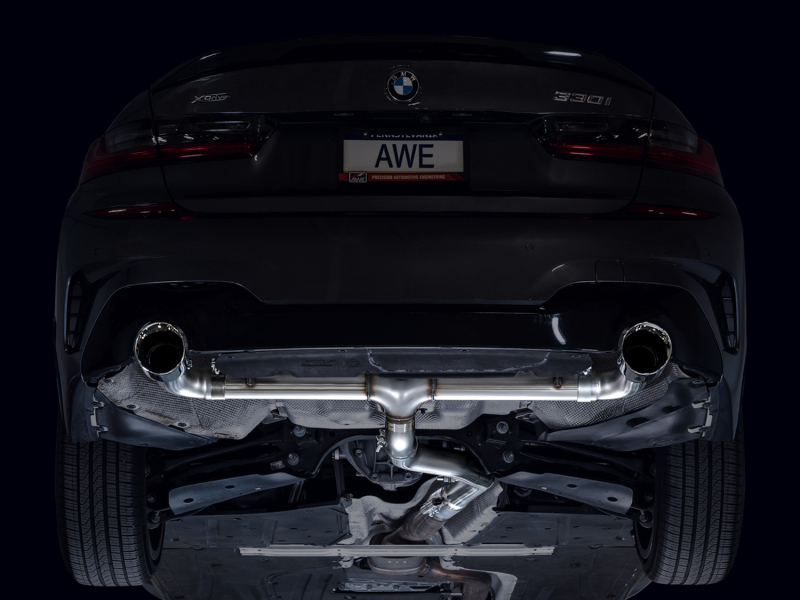 AWE 19-23 BMW 330i / 21-23 BMW 430i Base G2X Track Edition Axle Back Exhaust - Chrome Silver - Image 9