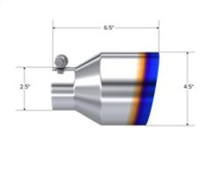 MBRP Universal Burnt SS Tip 2.5in ID / 4.5in OD Out / 6.5in Length Angle Cut Single Wall - Image 3