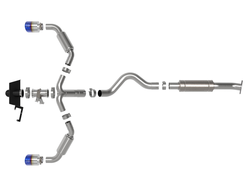 aFe 23-24 Toyota GR Corolla L3 1.6L (t) Gemini XV 3in to 2-1/2in Cat Back Exhaust w/ Blue Flame Tips - Image 3