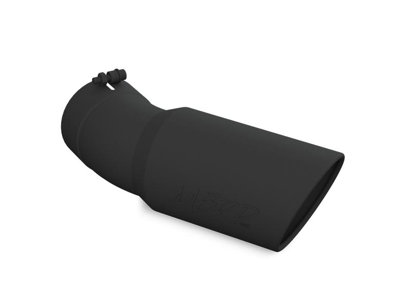 MBRP Universal Tip 6in OD 5in Inlet 15.5in Length 30 Deg Bend Angled Rolled End Black - Image 3