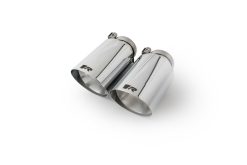 Remus Stainless Steel 102mm Angled Straight Cut Chrome w/Adj Clamp Tail Pipe Set (Pair)