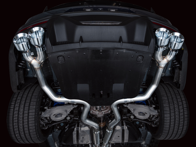 AWE 2024 Ford Mustang Dark Horse S650 RWD Track Edition Catback Exhaust w/ Quad Chrome Silver Tips - Image 14