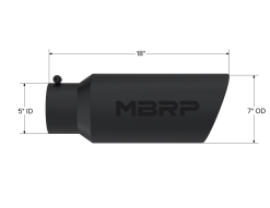 MBRP Universal Tip 7in O.D. Rolled End 5in inlet 18in length Black - Image 4