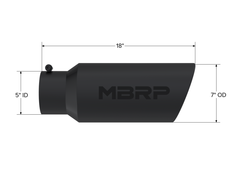 MBRP Universal Tip 7in O.D. Rolled End 5in inlet 18in length Black - Image 4