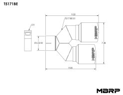 MBRP Burnt End Tip 2.5 ID, Dual 3.5 OD Out, 9.5 length, Single wall 304 Stainless Steel - Image 4