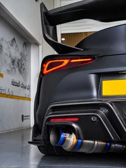Alternative view of Boost Logic A90 Supra Teardrop Single 4” titanium exhaust