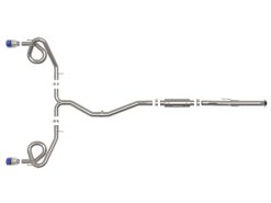 Alternative view of aFe POWER Takeda 22-23 Honda Civic Si I4-1.5L (t) 2.5in to 3in 304 SS CB Exhaust - Blue Flame Tips