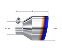 MBRP Univ. T304 Stainless Steel Burnt End Tip 2.5in ID / 5in OD / 6.5in Length Angle Cut Single Wall - Image 3