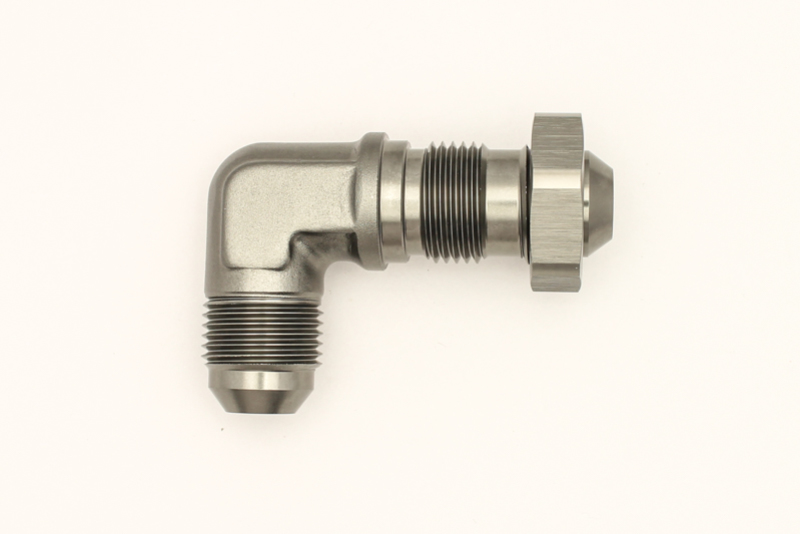 DeatschWerks 8AN Male Flare To 8AN Male Flare Bulkhead Adapter 90-Degree (Incl. Nut) - Image 4