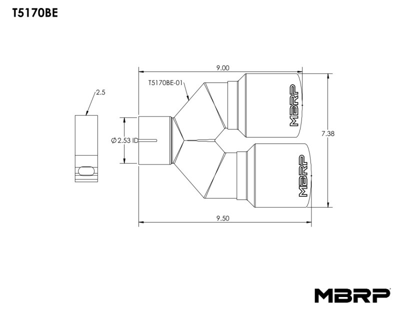 MBRP Universal T304 SS Dual Burnt End Tip 3.5in OD/2.5in Inlet - Image 3