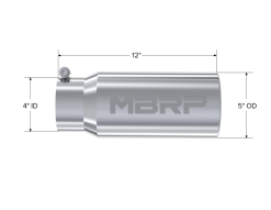MBRP Universal Tip 5 O.D. Rolled Straight 4 inlet 12 length - Image 4