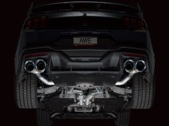AWE 2024 Ford Mustang Dark Horse S650 RWD Track Edition Catback Exhaust w/ Quad Chrome Silver Tips - Image 12