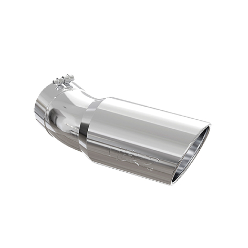 MBRP Universal Tip 6in OD 5in Inlet 15.5in Length 30 Deg Bend Angled Rolled End T304 - Image 2