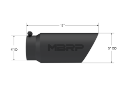 MBRP Universal Tip 5 O.D. Dual Wall Angled 4 inlet 12 length - Black Finish - Image 4