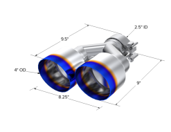 MBRP Burnt End Tip 2.5 ID Dual 4 OD Out 9.55 length Single wall 304 Stainless Steel Pass Side - Image 6