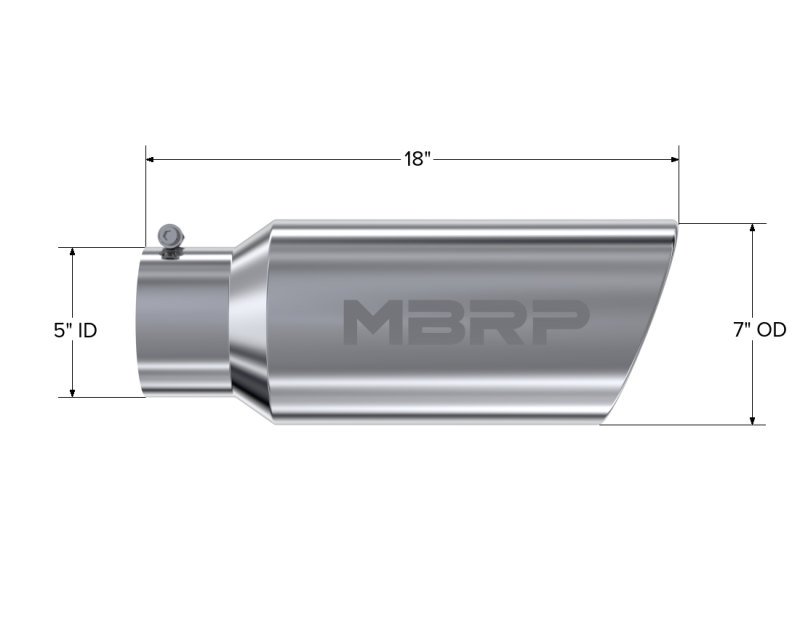 MBRP Universal Tip 7in O.D. Rolled End 5in inlet 18in length - T304 (SINGLE TIP) - Image 4