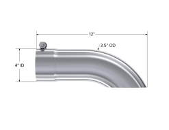 MBRP Universal Tip 3.5in O.D. Turn Down 3 inlet 12 length - Image 4