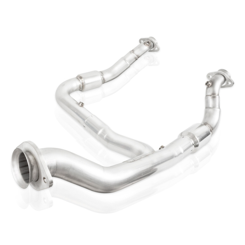 Stainless Works 2015-16 F150 2.7L Downpipe 3in High-Flow Cats Y-Pipe Factory Connection - Image 3