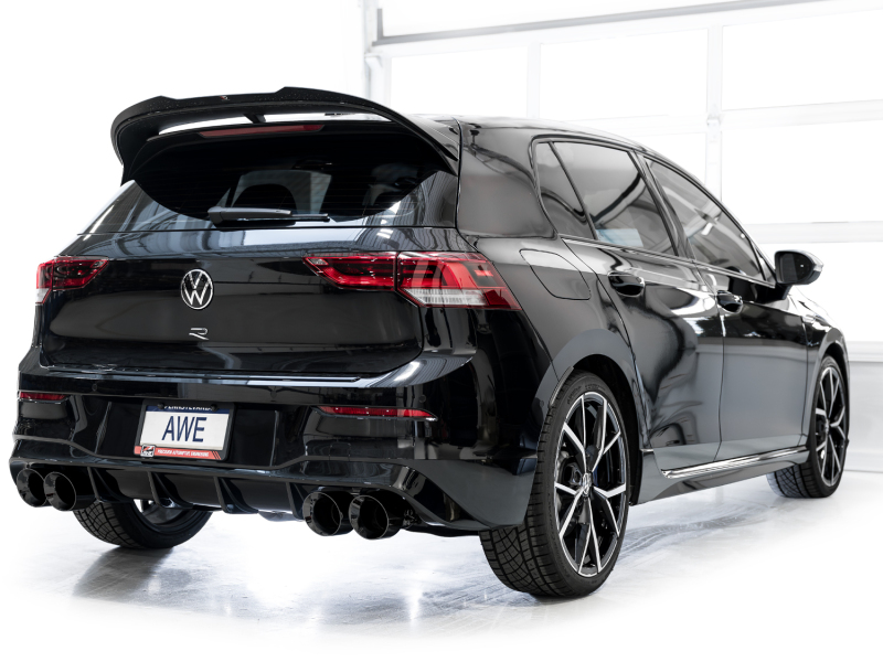 AWE MK8 Volkswagen Golf R 3in Track Edition Quad Exhaust - Diamond Black Tips - Image 5