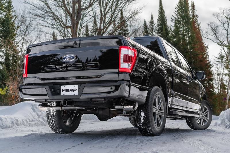 MBRP 2021+ Ford F150 2.7L/3.5L/5.0L 3in Aluminized Steel Cat-Back 2.5in Dual Split Side Exhaust - Image 4