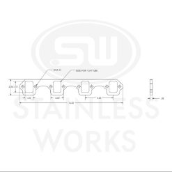 Stainless Works SBF Stock Rectangular Shaped Port 304SS Exhaust Flanges 1-3/4in Primaries (2in BP) - Image 3