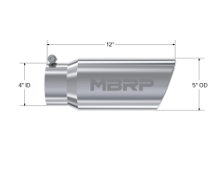 Alternative view of MBRP Universal Tip 5 O.D. Angled Rolled End 4 inlet 12 length