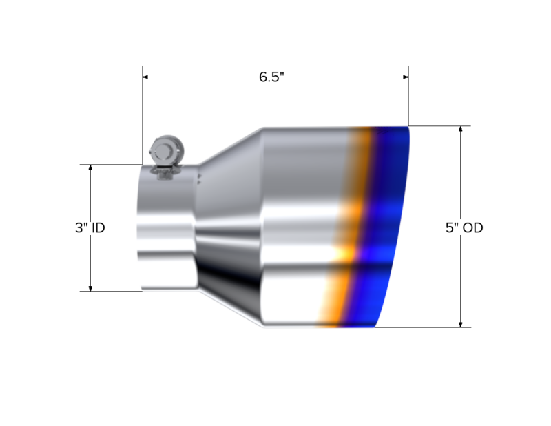 MBRP T304 Stainless Steel Burnt End Angle Cut Exhaust Tip - 3in. ID / 5in. OD / 6.5in. Length - Image 2