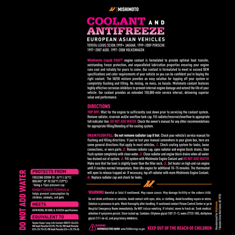 Mishimoto Liquid Chill EG Coolant, European/Asian Vehicles, Pink/Red - Image 5