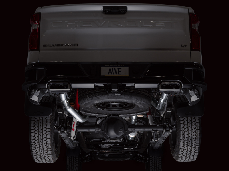 AWE 4th Gen GM 1500 5.3L 0FG Catback Split Rear Exit (w/ Bumper Cutouts) - OE Tips - Image 7