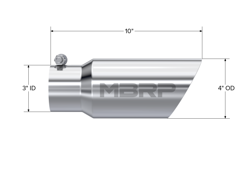 MBRP Universal Tip 4in OD 3in Inlet 10in Length Dual Wall Angled End T304 - Image 4