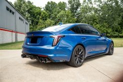 Alternative view of Corsa 2022-24 Caddy CT5 V Blackwing 3in. Cat-Back w/ Act. Exh. - Dbl X-Pipe - Twin 4.5in. BlkCF Tips