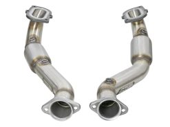 aFe POWER 14-18 Chevrolet Corvette C7 & Z06 Twisted Steel 3in 304 Stainless Steel Mid Pipe w/ Cat - Image 2