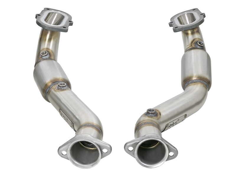 aFe POWER 14-18 Chevrolet Corvette C7 & Z06 Twisted Steel 3in 304 Stainless Steel Mid Pipe w/ Cat - Image 2