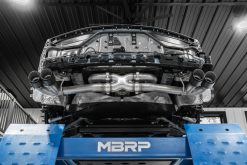 Alternative view of MBRP 20-23 Chevrolet Corvette C8 3in Cat Back Quad Split Rear Exit w/ Carbon Fiber Tips - T304