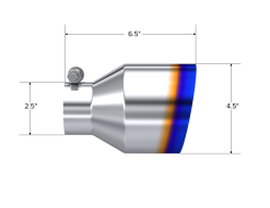 Alternative view of MBRP Universal Burnt SS Tip 2.5in ID / 4.5in OD Out / 6.5in Length Angle Cut Single Wall