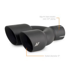 Mishimoto Dual Offset Tips 2.5in Inlet 3in Outlet Slash Cut - Black - Image 2
