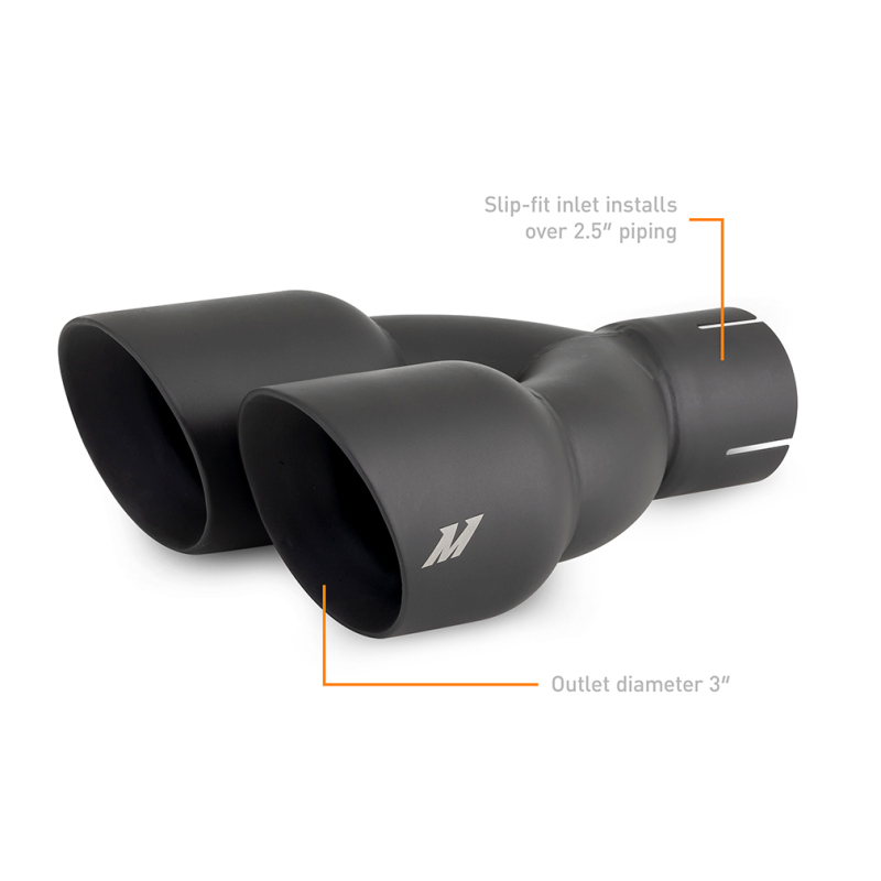 Mishimoto Dual Offset Tips 2.5in Inlet 3in Outlet Slash Cut - Black - Image 2
