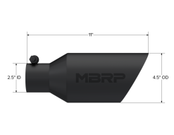 MBRP Universal Dual Wall Angle Rolled End Tip 4-1/2in OD / 2-1/2in Inlet / 11in Length - Black - Image 3
