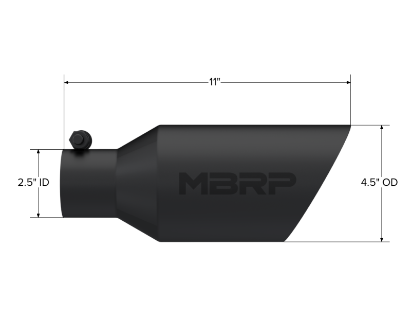 MBRP Universal Dual Wall Angle Rolled End Tip 4-1/2in OD / 2-1/2in Inlet / 11in Length - Black - Image 3