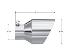 MBRP Universal T304 Stainless Steel Tip  3on ID / 5in OD Out / 8in Length Angle Cut Dual Wall - Image 3