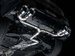 Alternative view of AWE MK8 Volkswagen Golf R 3in Track Edition Quad Exhaust - Chrome Silver Tips