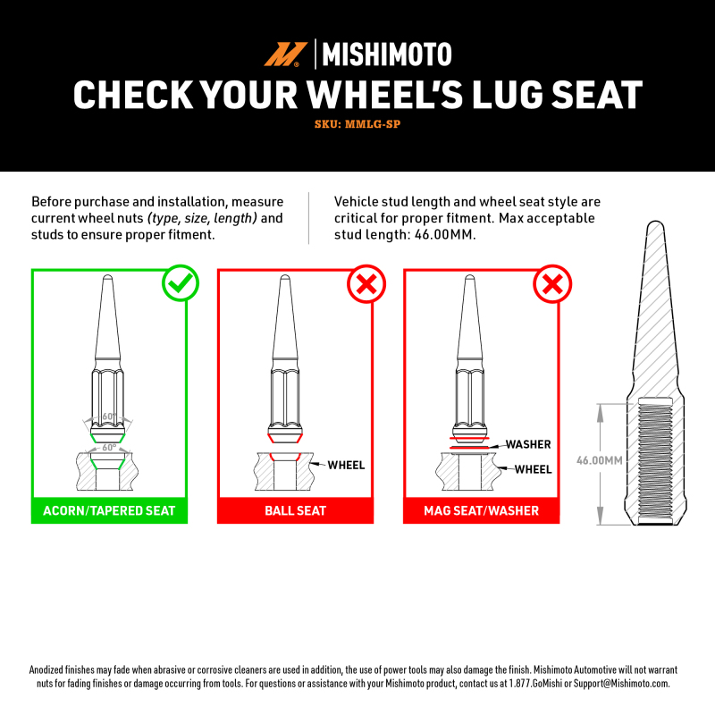 Mishimoto Mishimoto Steel Spiked Lug Nuts M14 x 1.5 24pc Set Black - Image 5