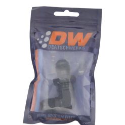 Alternative view of DeatschWerks 8AN Male Flare to 8AN Male Flare Bulkhead Adapter 90-Degree - Anodized Matte Black
