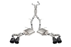 Corsa 2022-24 Caddy CT5 V Blackwing 3in. Cat-Back w/ Act. Exh. - Dbl X-Pipe - Twin 4.5in. BlkCF Tips