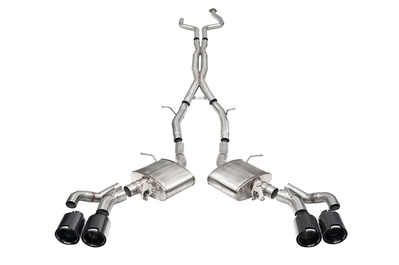 Corsa 2022-24 Caddy CT5 V Blackwing 3in. Cat-Back w/ Act. Exh. - Dbl X-Pipe - Twin 4.5in. BlkCF Tips